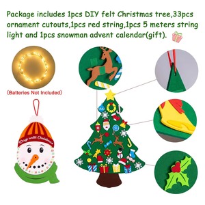 Kit d'arbre de Noël en feutre avec lumières LED, calendrier de l'<span class=keywords><strong>Avent</strong></span> bonhomme de neige, pliable, non tissé, artisanat fait main pour enfants, fournitures du Nouvel An - Product Image 3