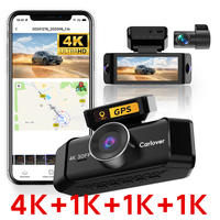 Caméra de tableau de bord UHD 5G WiFi Fisheye 4 objectifs 360° 4K avec capteur G, vision nocturne, IA, DVR pour voiture, boîte noire