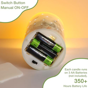 ชุดเทียนไฟเบอร์ออปติก 3 ชิ้น ลายดอกไม้และกวาง พร้อมไฟ LED ไร้เปลวไฟ สำหรับตกแต่งบ้าน - Product Image 2