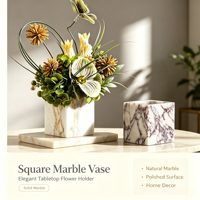 Vase à fleurs en marbre naturel massif, cube moderne de luxe, décoration de table pour la maison et l'hôtel, taille personnalisée, logo disponible