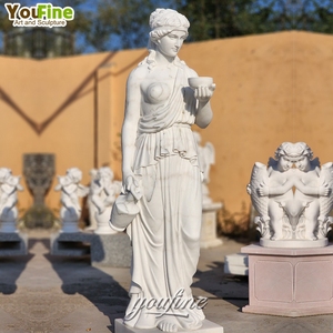 Estatua de estilo griego para mujer, estatua de mármol blanco con maceta, tamaño real - Product Image 5