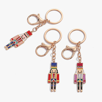 Porte-clés Soldat Casse-Noisette de Noël en Émail et Strass, Breloque Mignonne pour Sac, Cadeau de Fêtes