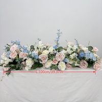 DKB Hersteller Fabrik Maßgefertigter 100cm Rosa-Blauer 5D Künstlicher Seiden-Rosen Hochzeits-Blumen Tischläufer