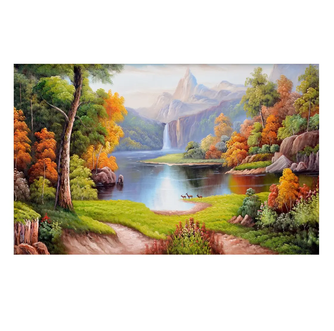 waterfall TypeHome Decoration scenery Mountains and Hills Painting Landscape Art Pictures wallpaper rolls