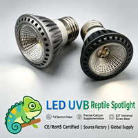 Lampe UVB pour reptiles 5.0 3W LED, projecteur, lumière de basking pour supplément de calcium, E27 pour tortue, lézard, dragon barbu, terrarium