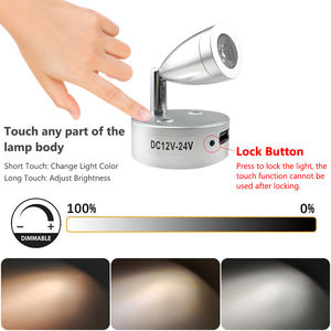 Lampe de lecture intérieure USB pour camping-car, lampe de chevet LED 3W, applique murale rotative pour camping-car, éclairage spot pour bateau et camping-car - Product Image 2