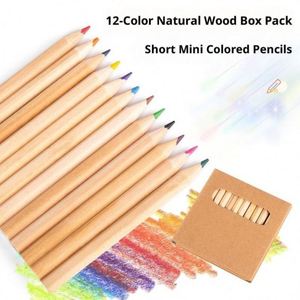 Boîte en papier kraft personnalisée pour emballer 12 crayons miniatures standard, ensemble de crayons écologiques en bois naturel, papeterie pour enfants - Product Image 3