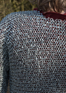 Camisa de malla de acero artesanal, armadura de malla de acero con anillas redondas remachadas, acabado natural, malla de acero medieval. - Product Image 3