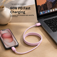Kabel Pengisian Cepat PD 60W Grosir, Tipe C ke Tipe C, 3A, Nylon Braided, Kecepatan Tinggi 480Mbps, Kabel Data USB-C untuk Laptop Huawei