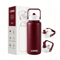 Botella de Agua Aislada al Vacío de Acero Inoxidable Everich de 32 oz, Botella Deportiva de Doble Pared a Prueba de Fugas con Tapa de Paja y Asa