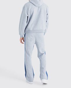 กางเกงวอร์มผ้าคอตตอนมีฮู้ดสำหรับผู้ชายกางเกงวิ่งทรงหลวมโอเวอร์ไซส์ผ้าคอตตอนลายทางทรงบานออกแบบได้ตามต้องการ - Product Image 2