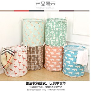 Collapsible Laundry <b>Basket</b> Round <b>Foldable</b> Thickened Fabric Storage Organizer For Clothing Large Capacity Linen Material - Product Image 2