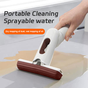 2025アップグレード強力スクイーズポータブルモップ2つのクイックドライスポンジヘッドとABSハンドル付きキッチンバスルームクリーニング用 - Product Image 2