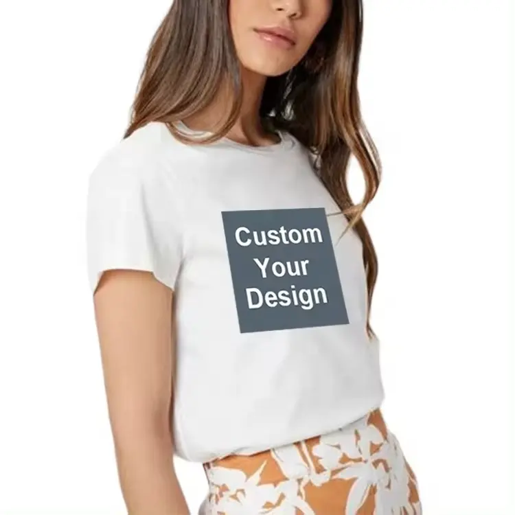 2024 Custom Baby Tee Cropped Ladies t shirt, Custom logo Cotton Ribbed Gym Sports Yoga Athletic Solid T Shirts Y2K Cropped Top