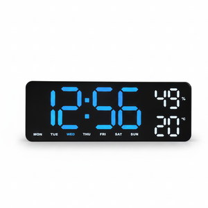 Nuovo Orologio <span class=keywords><strong>da</strong></span> <span class=keywords><strong>Parete</strong></span> Digitale LED Silenzioso con Calendario, Temperatura, Umidità, Retroilluminazione e Sveglia, Design Moderno <span class=keywords><strong>da</strong></span> Appendere per Casa - Product Image 1