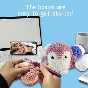 Adorable pingouin DIY <span class=keywords><strong>Crochet</strong></span> Amigurumi Doll Kit pour débutants Fabrication de bijoux Jouets avec tutoriel vidéo pour les nouveaux artisans - Product Image 6