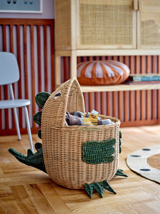 Panier de rangement en rotin en forme de dinosaure, adorable, écologique et mignon, avec poignée, pour organiser les jouets des enfants - Product Image 4
