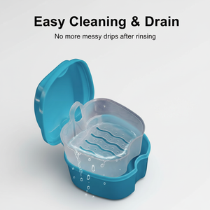 Boîte de rangement pour prothèses dentaires et appareils orthodontiques, avec panier de nettoyage et couvercle étanche - Product Image 1