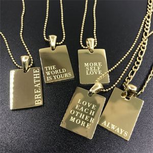 Hawaiian Pvd 18K Gold Filled Plated Plain Square Dainty <b>Names</b> Platejewelry Minimalist 18K Pendant <b>Custom</b> <b>Necklaces</b> - Product Image 2