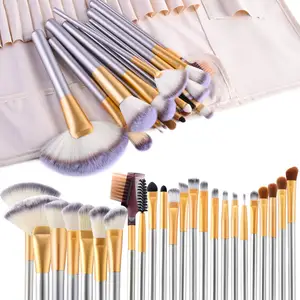 BUEYA 24-Piece-Make-Up-Pinsel Werkzeug Pro Pulver Lidschatten Augenbrauen-Eyeliner Augenbrauen-Mischung Abdecker Schatten-Make-up-Pinsel mit Hülle und Tasche