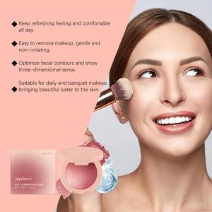 Zephoco Açık Pembe Hafif Işıltılı İnci Allık, Doğal Cilt Görünümü, Gül Rengi Işıltı ve Narin Bir Bitişle Yaratır - Product Image 3