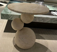 Meubles de maison table basse en travertin ensemble de table à 3 boules pour le salon table basse naturelle de luxe table d'appoint