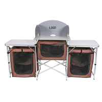 Mobilier d'extérieur Équipement de jardin Ensemble d'ustensiles de camp portable en aluminium Table de cuisine de camping pliante pour événements