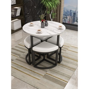 Muebles de Comedor para Cocina y Restaurante, Mesa de Comedor Redonda de MDF Verde con 4 Sillas - Product Image 6