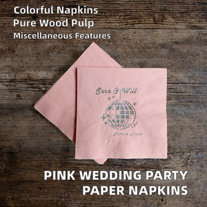 Serbet Kertas Koktail Pernikahan 2 Lapis Warna Pink dengan Desain Cetak Foil Khusus untuk Pesta - Product Image 2