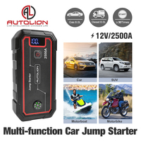 Démarreur de voiture 12V 2500A de crête, batterie externe 23800mAh, charge sans fil 10W, sorties Type-C et USB pour utilisation en bord de route
