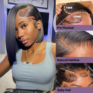 <span class=keywords><strong>Parrucche</strong></span> dritte e setose per capelli umani senza colla <span class=keywords><strong>Parrucche</strong></span> anteriori in pizzo molto popolari parrucca frontale in pizzo birmano Swiss HD per donne nere - Product Image 4