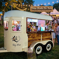 Mobiler Konzessions-Kaffeekiosk, Anhänger-Pferdebox, Imbisswagen für Pizza, Tacos, BBQ, Hot Dogs, Eis, Süßigkeiten, Multifunktionaler Edelstahl-Verkaufswagen