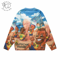KD Fabricant de tricot OEM ODM Personnalisable Motif de dessin animé à manches longues Pull en coton imprimé Tricots Pull pour hommes