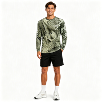 T-shirt à manches longues pour homme, col rond, impression intégrale par sublimation, personnalisé OEM ODM, motif échelle de basse, pour la pêche