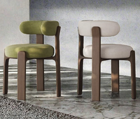 Chaise de salle à manger moderne à coussin moelleux, en tissu, style luxe léger, dossier simple, pour appartement et maison décontractée