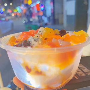 Disposable Round Plastic Bowls With Lid For <b>Soup</b> Noodles Iced Jelly Takeout Food <b>Containers</b> Thickened PP Lunch Box Casual Style - Product Image 2