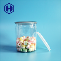 Boîte en plastique PET transparente de 500 ml (17 oz) pour supermarché, avec extrémité en aluminium facile à ouvrir, étanche, sans BPA, pour bonbons et en-cas