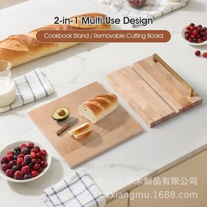 Wooden Lazy Recipe <b>Rack</b> 11.5 In Solid Wood Bookshelf Multi Function <b>Kitchen</b> Storage Display Stand - Product Image 5