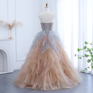 Robe de soirée de luxe en or rose à volants, robe de princesse arabe pour femmes, robe de mariage, robe de fiançailles, SZ531 - Product Image 6