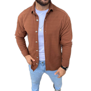 Camisa informal para hombre, camisa de manga larga con botones a cuadros, doble botonadura, ropa de calle de algodón 100%, bolsillos superiores de moda, ligera - Product Image 1