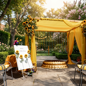 Golden Lotus Haldi Bowl Wedding Decoration Artificial Vintage Modern Design Eco-friendly Urli for Ceremony - Product Image 5