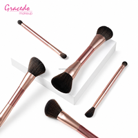 OEM ODM 5 pinceaux de maquillage synthétiques à double extrémité avec manches en plastique pour le maquillage du visage et des yeux, ensembles d'outils cosmétiques à marque privée