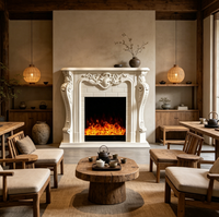 Support TV avec foyer électrique moderne, chauffage de luxe, flammes réalistes et design élégant