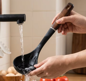 Cookware Gadget Set Wood Grain Handle <b>Silicone</b> Kitchen Utensils Cooking Utensils with Rotating Stand - Product Image 5
