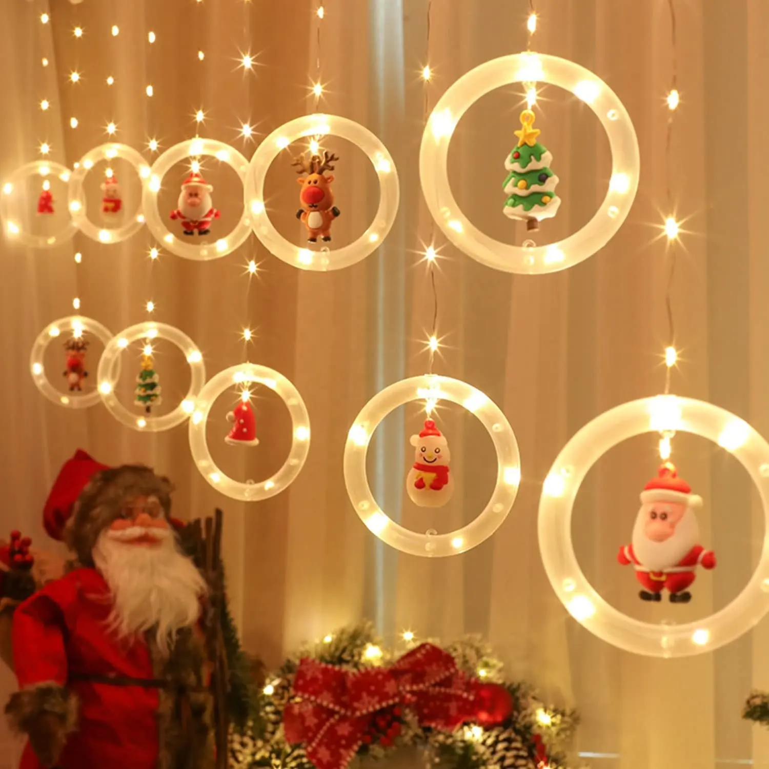 120led cortina de parede decorações penduradas, luzes de led natal, acessórios, luzes de férias, halloween, luzes personalizadas