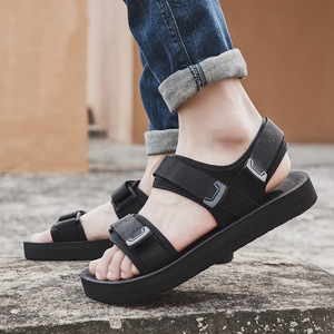 Sandales gladiateur d'été pour hommes, coupe large, respirantes, en cuir véritable, tendance, décontractées, pour les grands pieds - Product Image 2