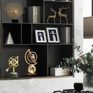 Luxe globe bureauklok van metaal met draaiende aarde, marmeren voet, voor woonkamer, kantoor of studeerkamer decoratie - Product Image 4