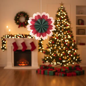 QF Shade Weihnachtsdekoration Hängende Ornamente Festliche Veranstaltungsgestaltung Faltbare <span class=keywords><strong>Origami</strong></span> 3D Herz Achteckige Papierlaterne - Product Image 3