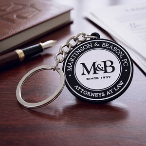 Porte-clés ronds en alliage de zinc émaillé, logo métallique noir et blanc, porte-clés promotionnel personnalisé <span class=keywords><strong>pour</strong></span> les entreprises - Product Image 4