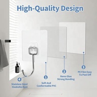 Ganchos Adhesivos de Plástico Resistentes Sin Perforación, Ecológicos, Sin Marcas, para Colgar Ropa en la Pared del Baño, Color Blanco Pintado